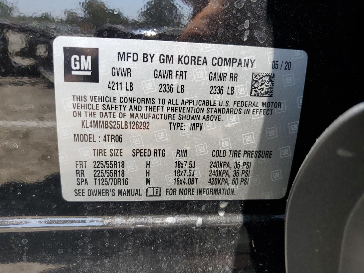 2020 Buick Encore Gx Preferred VIN: KL4MMBS25LB126292 Lot: 69259325