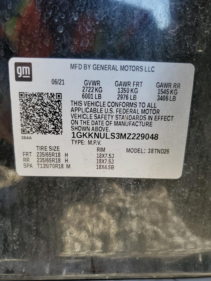 2021 GMC Acadia Slt VIN: 1GKKNULS3MZ229048 Lot: 70194455