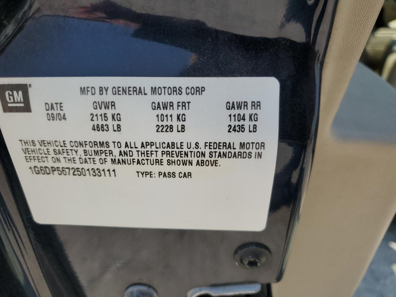 2005 Cadillac Cts Hi Feature V6 VIN: 1G6DP567250133111 Lot: 66951135