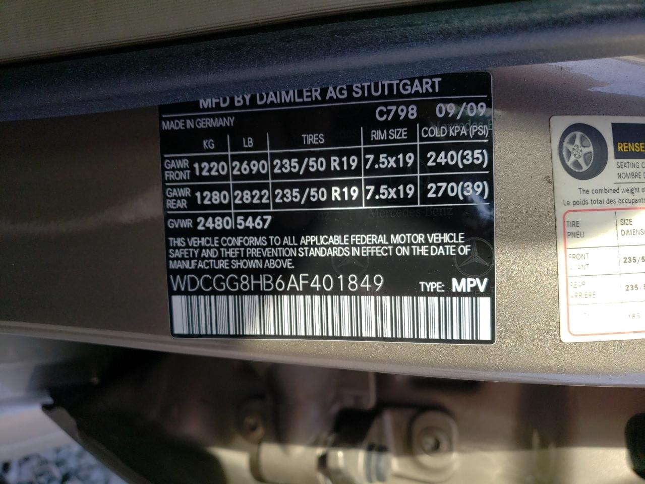 2010 Mercedes-Benz Glk 350 4Matic VIN: WDCGG8HB6AF401849 Lot: 70113555