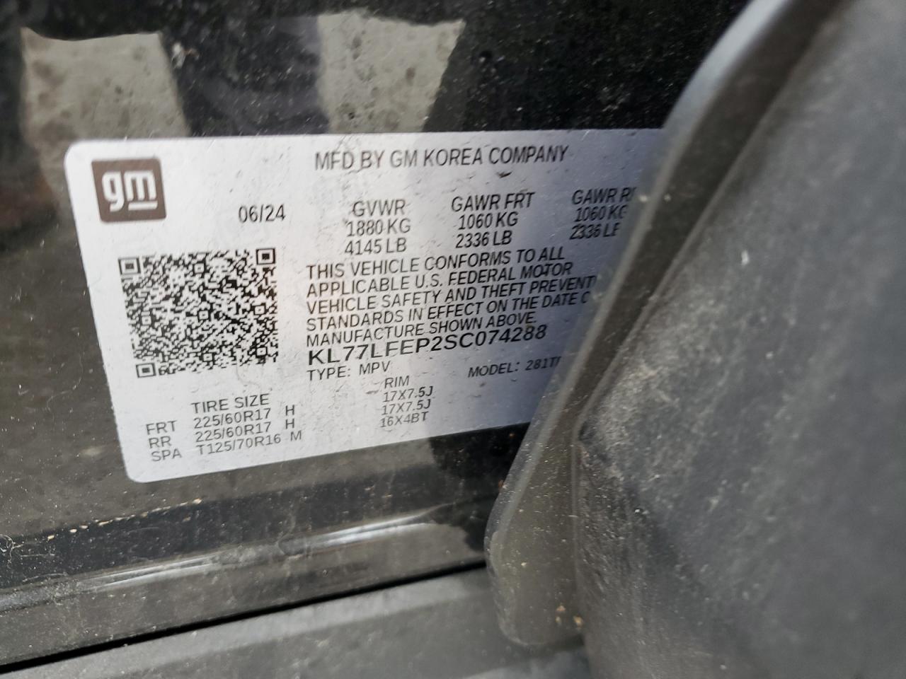 2025 Chevrolet Trax Ls VIN: KL77LFEP2SC074288 Lot: 68828785