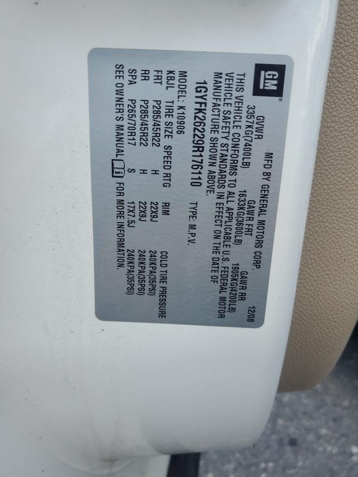 2009 Cadillac Escalade Esv Luxury VIN: 1GYFK26229R176110 Lot: 71060005