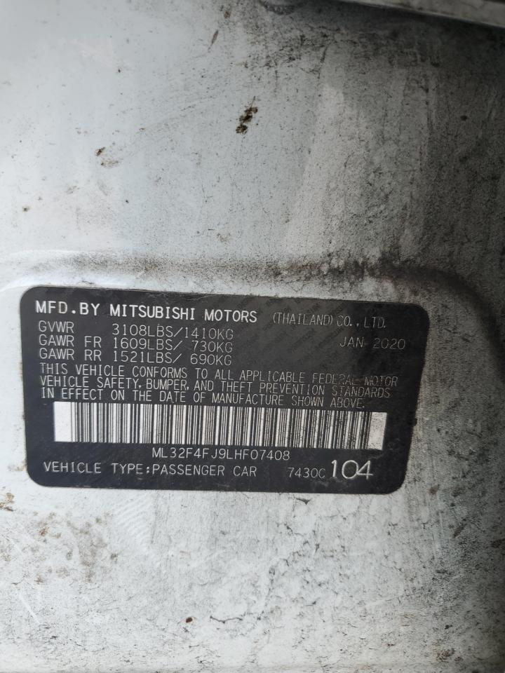 2020 Mitsubishi Mirage G4 Se VIN: ML32F4FJ9LHF07408 Lot: 68527135