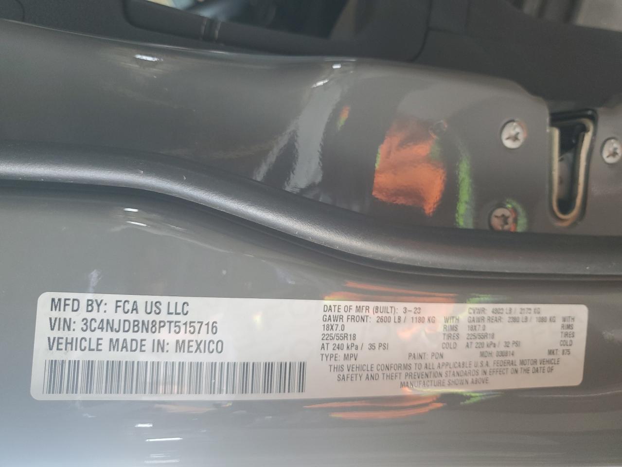 2023 Jeep Compass Latitude VIN: 3C4NJDBN8PT515716 Lot: 68313285