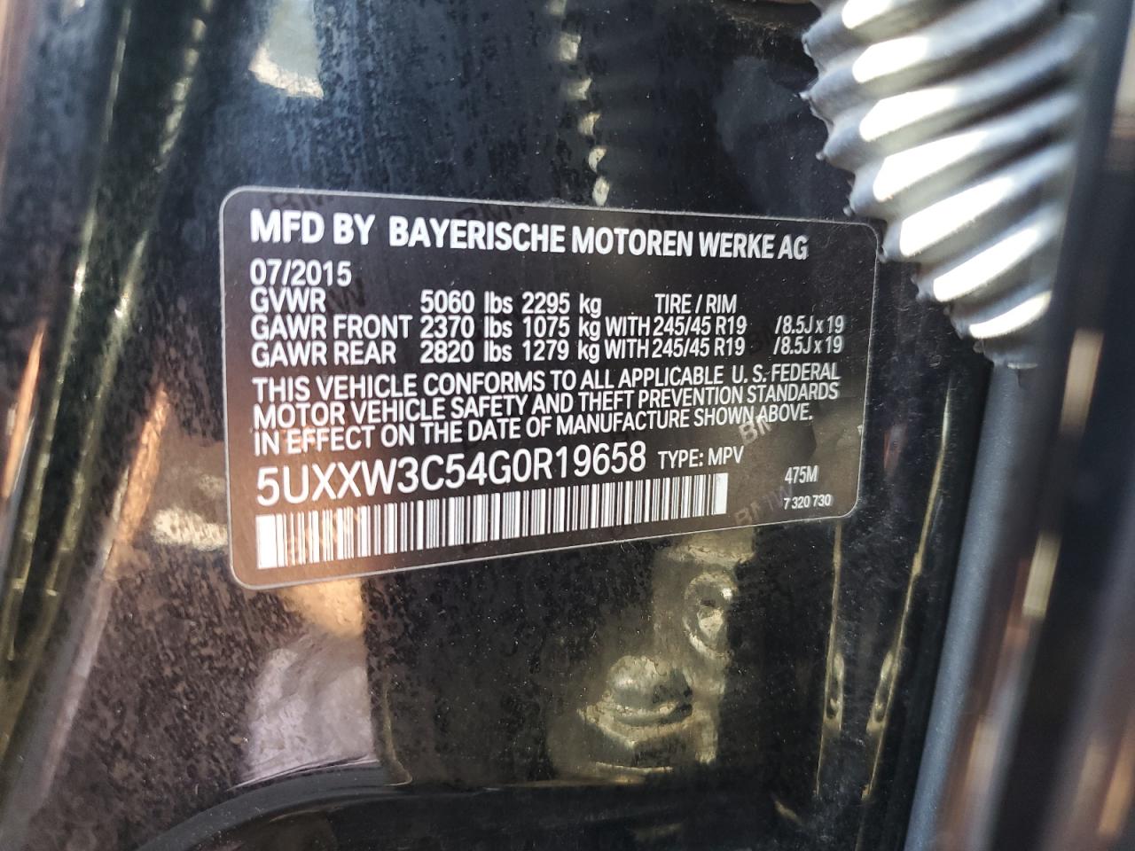 2016 BMW X4 xDrive28I VIN: 5UXXW3C54G0R19658 Lot: 69241285