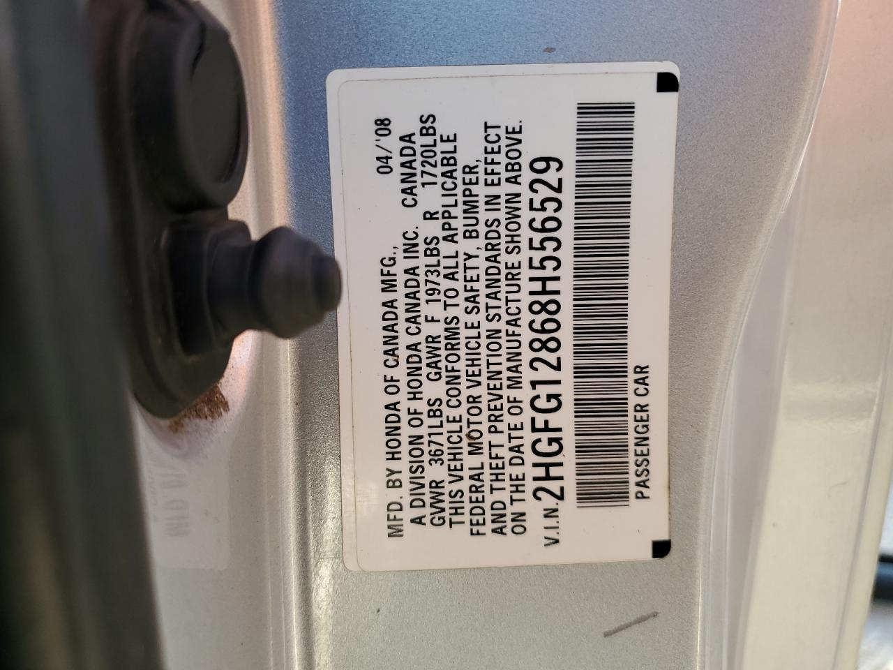 2008 Honda Civic Ex VIN: 2HGFG12868H556529 Lot: 69939025