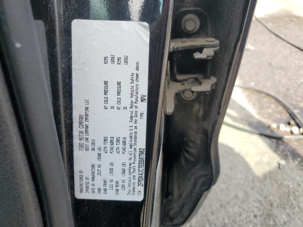 2014 Ford Edge Sel VIN: 2FMDK4JC7EBB07902 Lot: 68542095