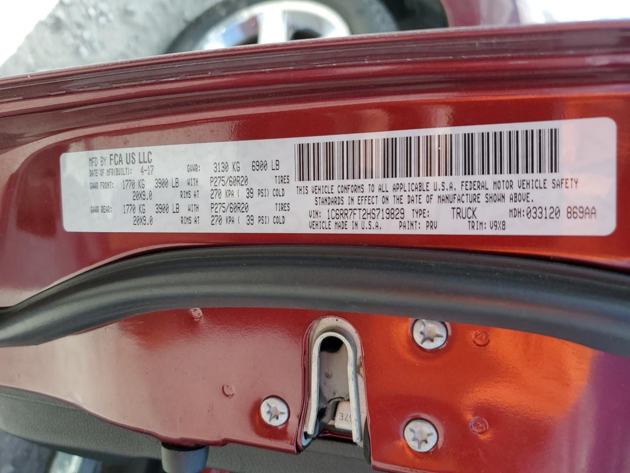 2017 Ram 1500 St VIN: 1C6RR7FT2HS719829 Lot: 69121815