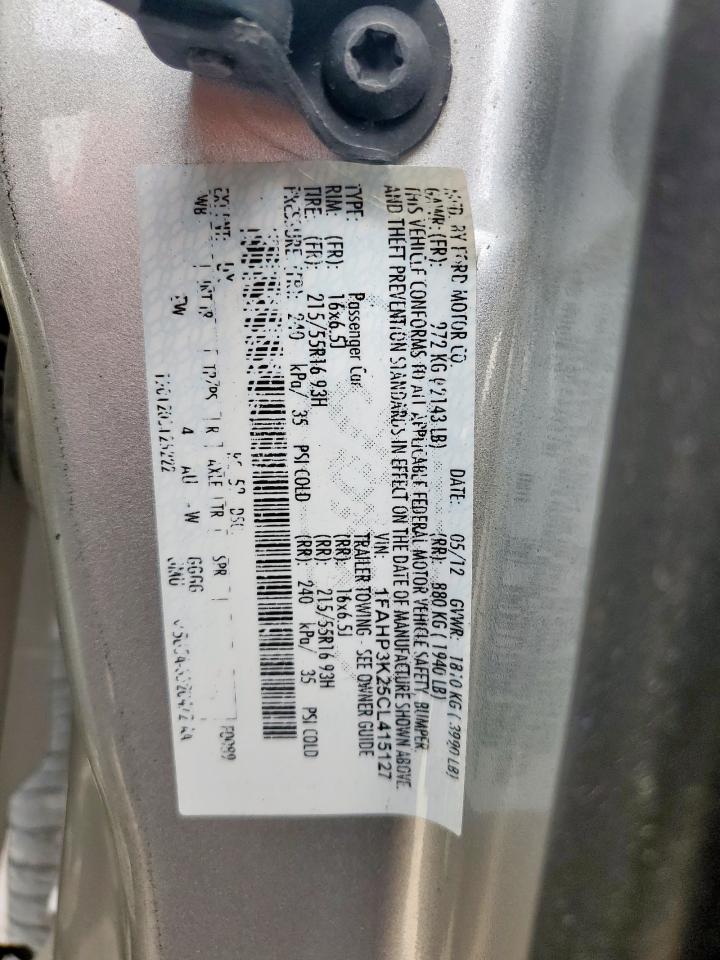 2012 Ford Focus Se VIN: 1FAHP3K25CL415127 Lot: 67746145