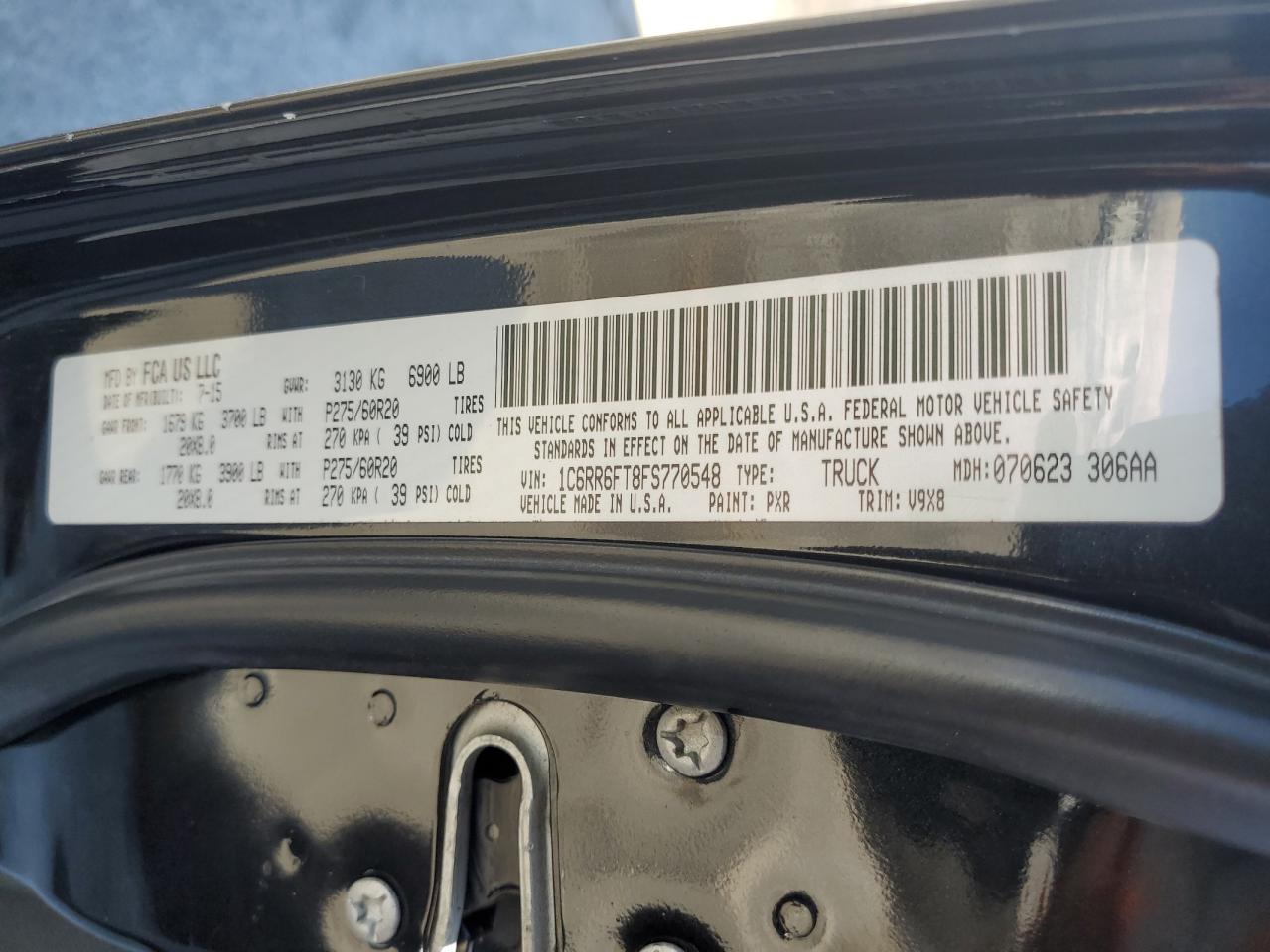 2015 Ram 1500 St VIN: 1C6RR6FT8FS770548 Lot: 70189295