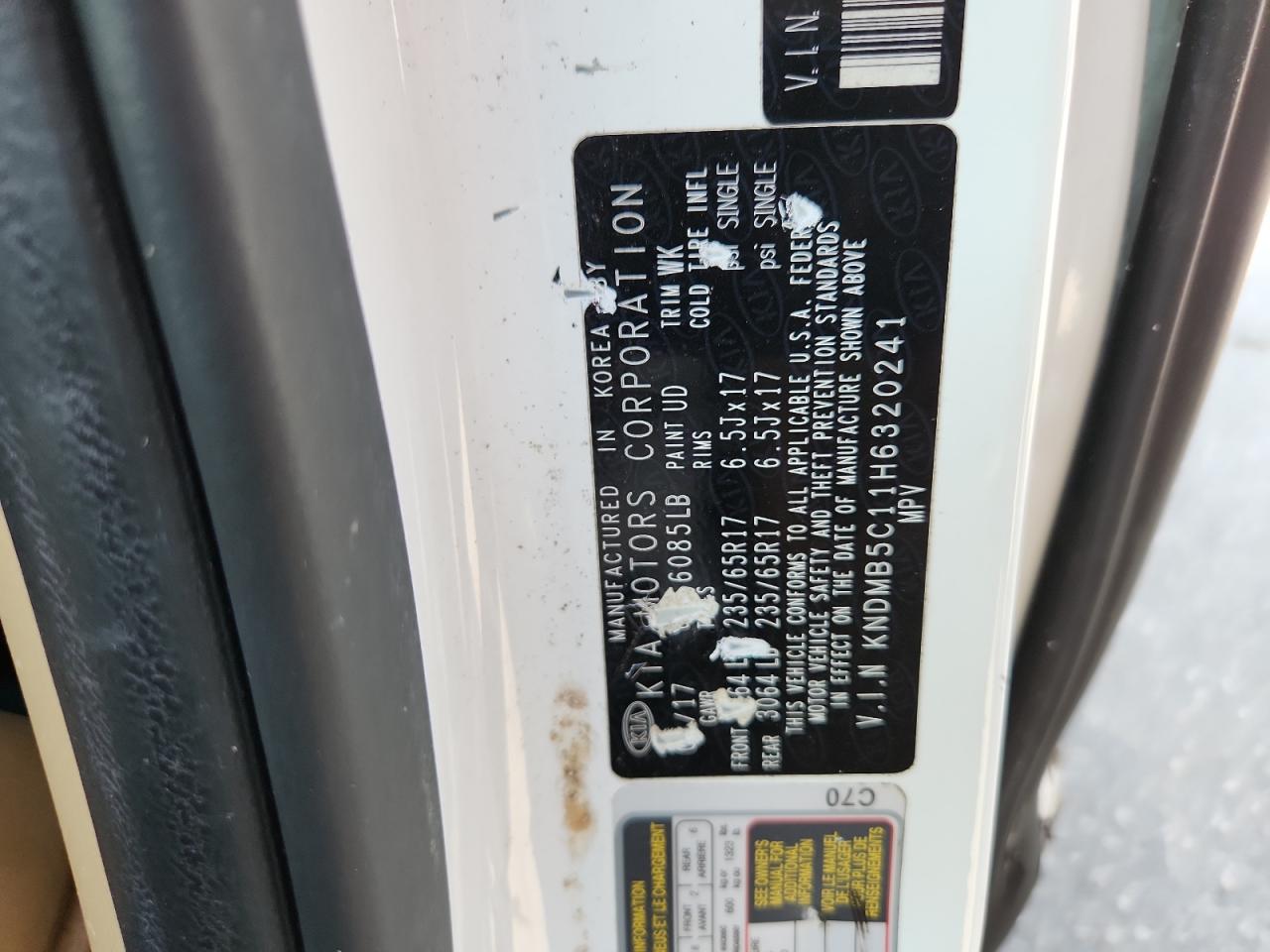 2017 Kia Sedona Lx VIN: KNDMB5C11H6320241 Lot: 70087565