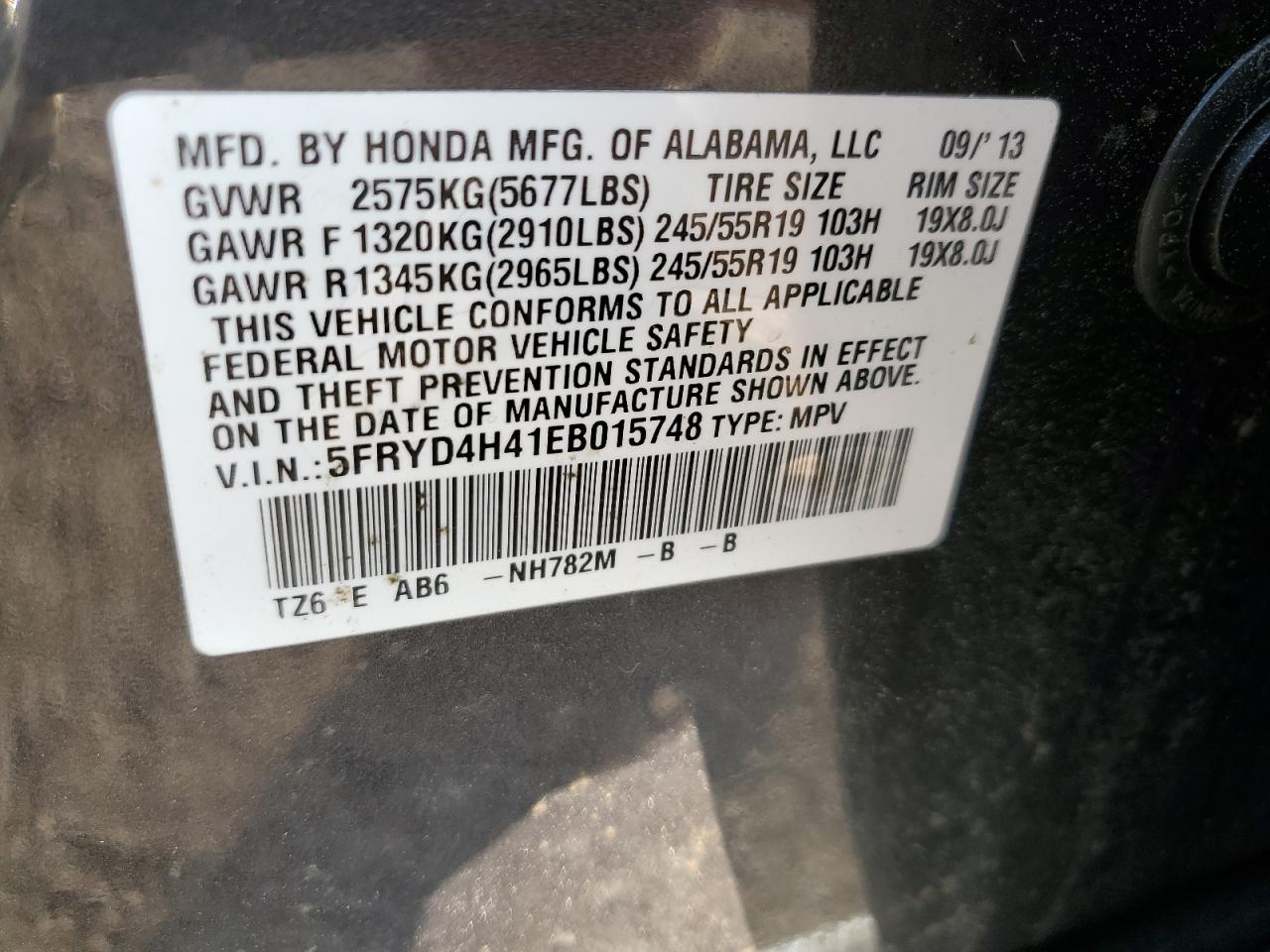 2014 Acura Mdx Technology VIN: 5FRYD4H41EB015748 Lot: 67684385