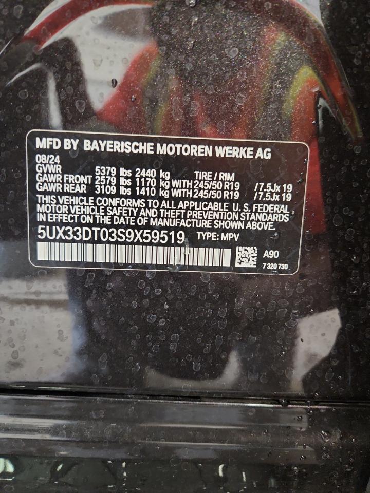 2025 BMW X4 xDrive30I VIN: 5UX33DT03S9X59519 Lot: 70462895