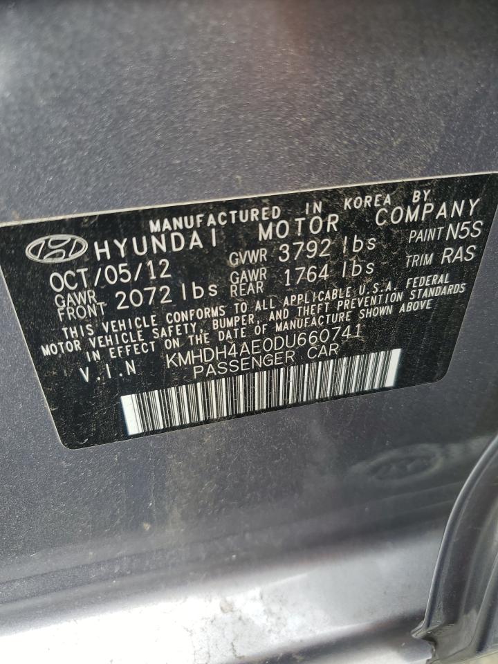 2013 Hyundai Elantra Gls VIN: KMHDH4AE0DU660741 Lot: 69088325