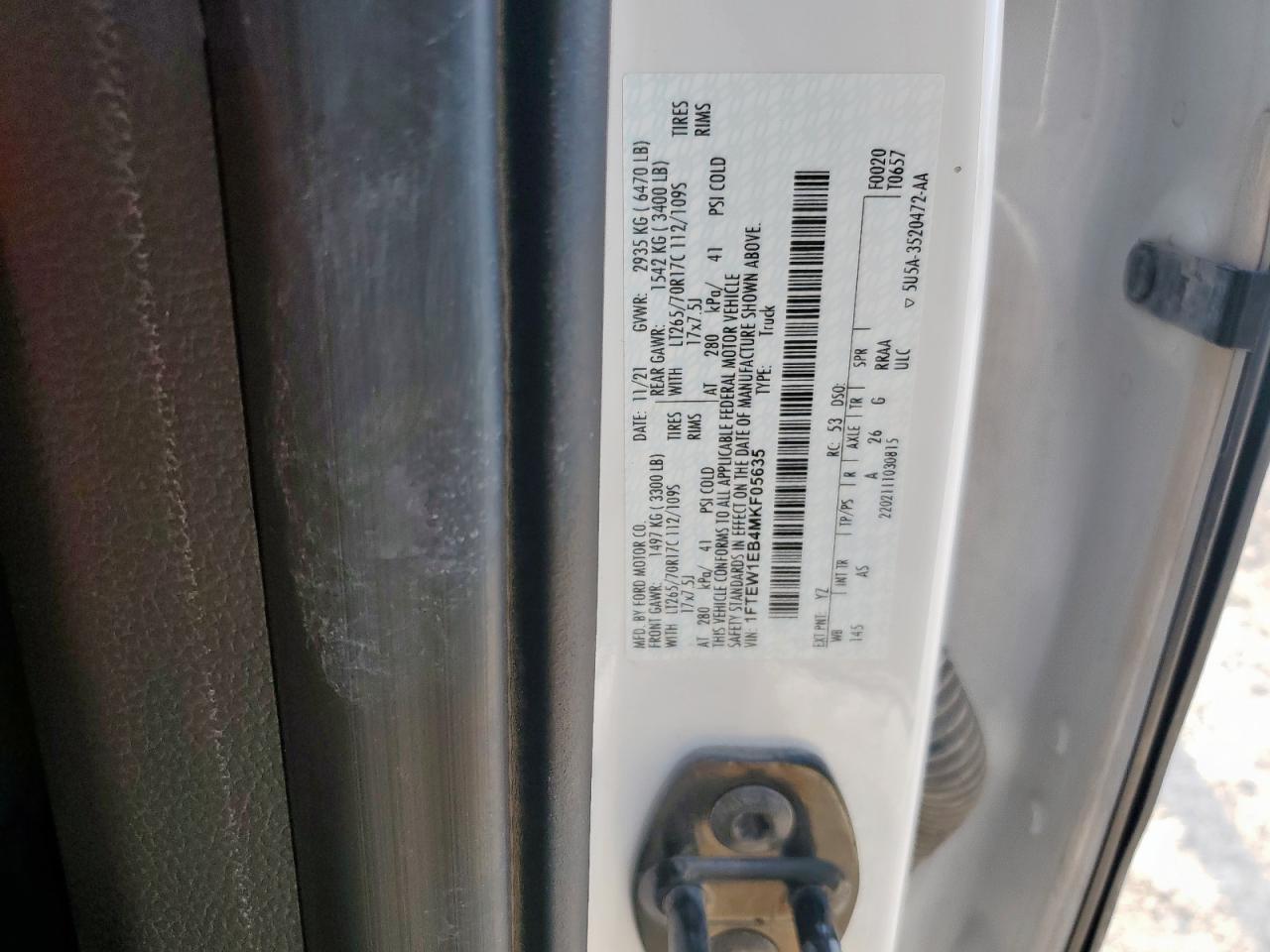 2021 Ford F150 Supercrew VIN: 1FTEW1EB4MKF05635 Lot: 69424505