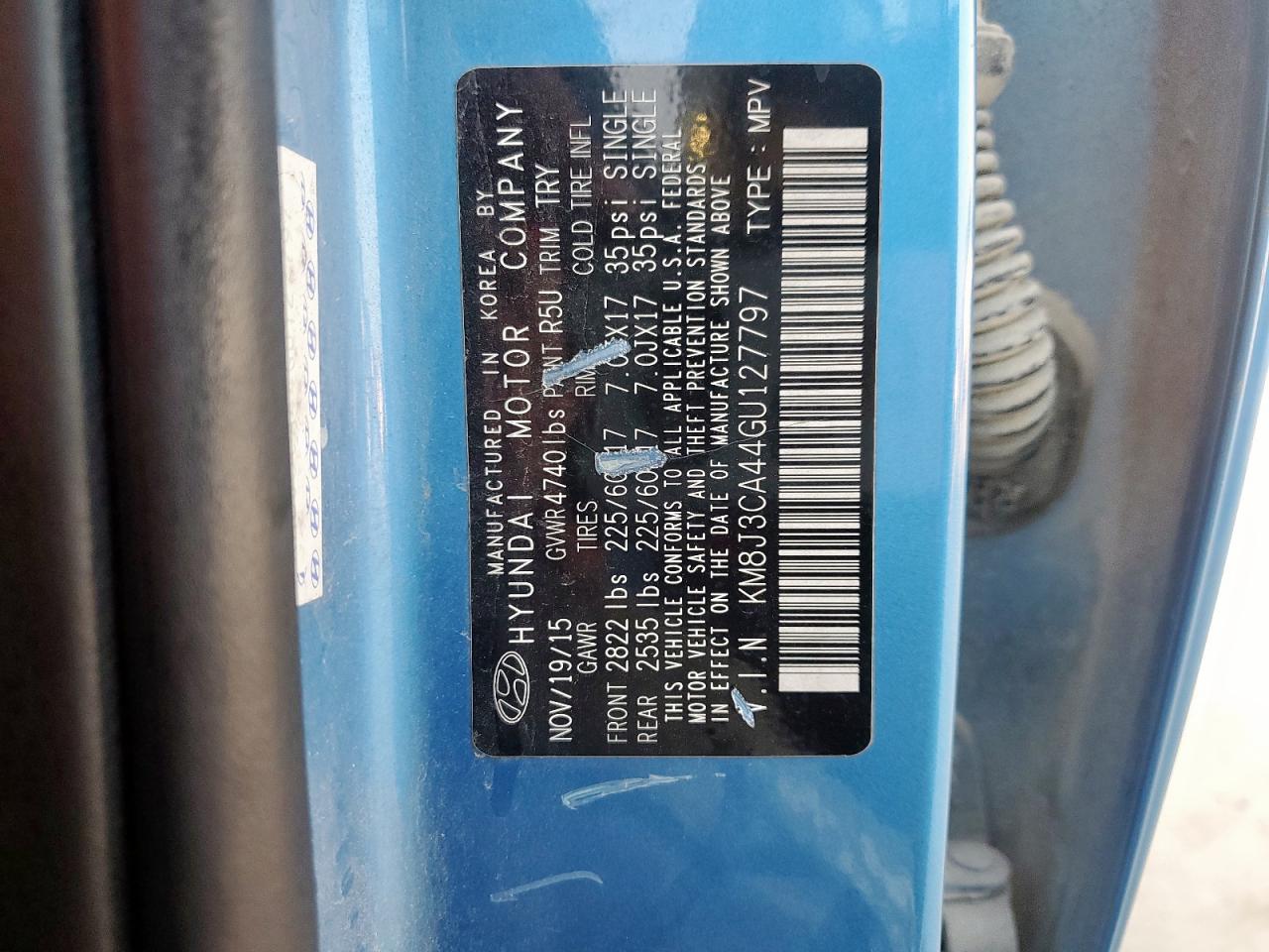 KM8J3CA44GU127797 2016 Hyundai Tucson Limited