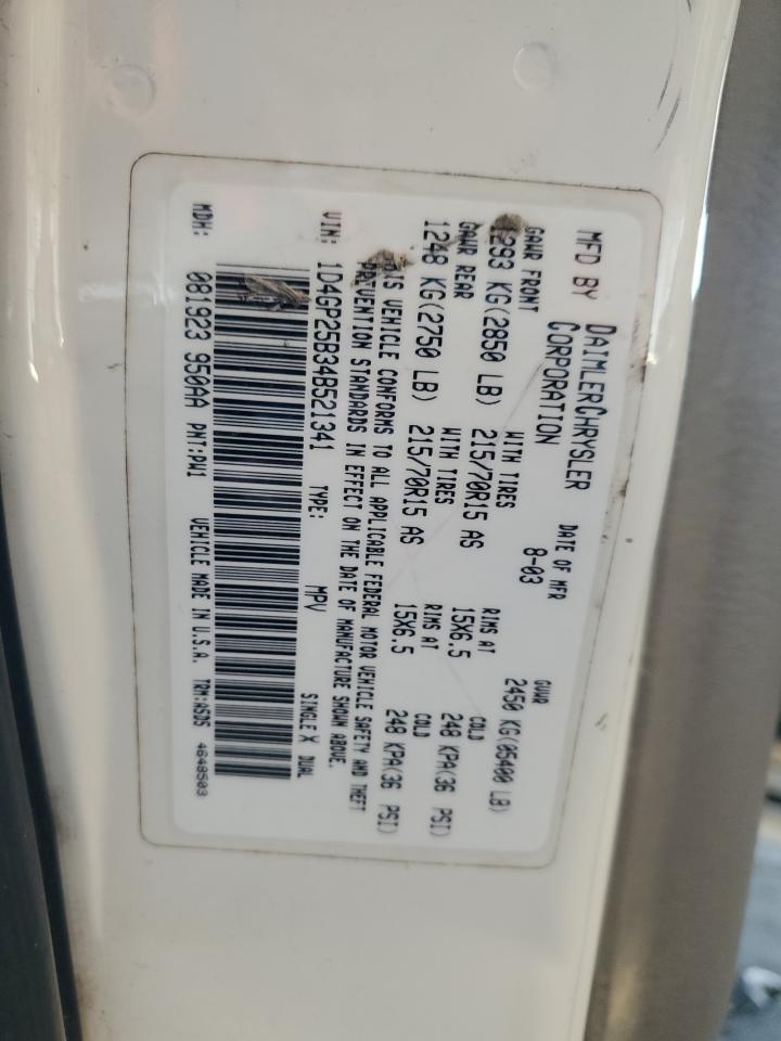 2002 Dodge Grand Caravan Se VIN: 1D4GP25B34B521341 Lot: 70041955