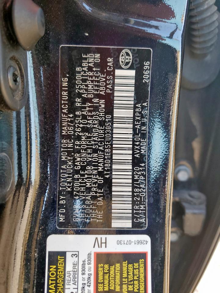 2014 Toyota Avalon Hybrid VIN: 4T1BD1EB5EU030510 Lot: 70745235