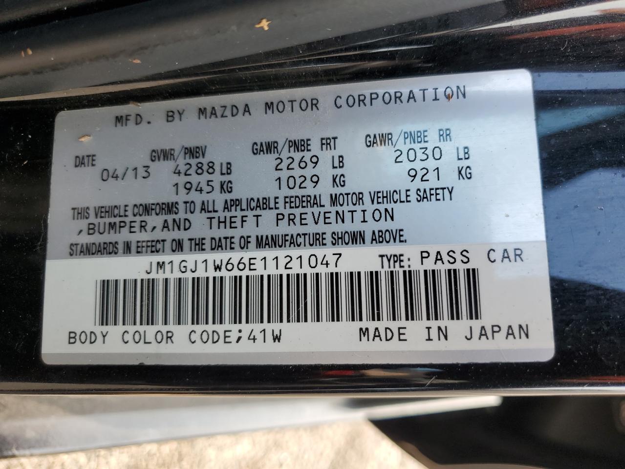 JM1GJ1W66E1121047 2014 Mazda 6 Grand Touring