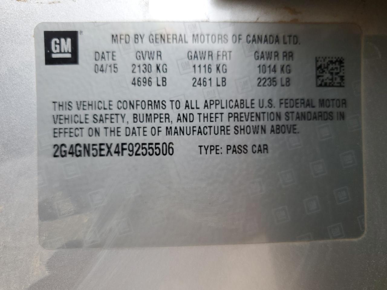 2015 Buick Regal Premium VIN: 2G4GN5EX4F9255506 Lot: 70006965