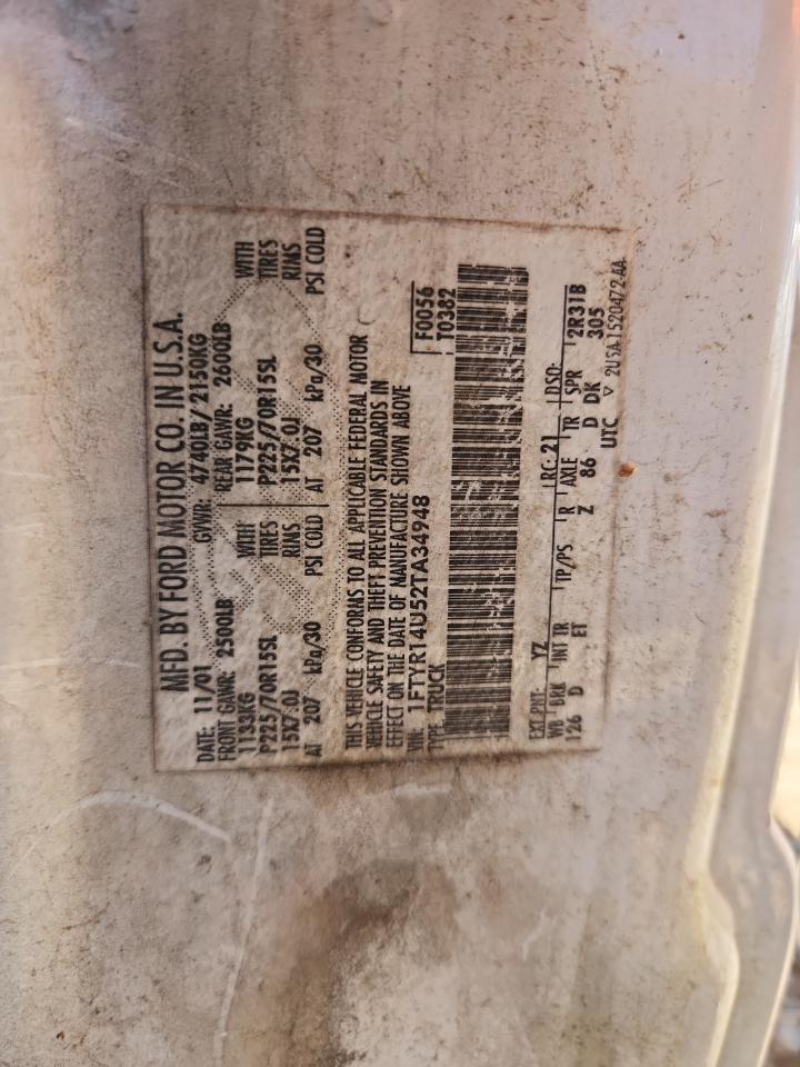 2002 Ford Ranger Super Cab VIN: 1FTYR14U52TA34948 Lot: 70878085