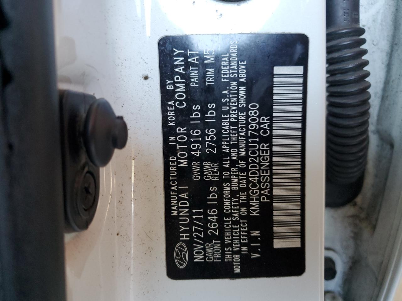 2012 Hyundai Genesis 3.8L VIN: KMHGC4DD2CU179080 Lot: 69132615