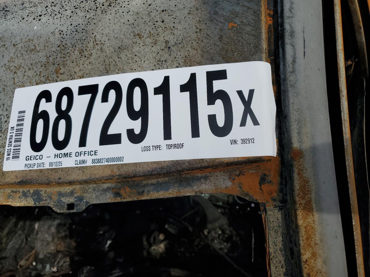 2019 Nissan Sentra S VIN: 3N1AB7AP7KY392912 Lot: 68729115