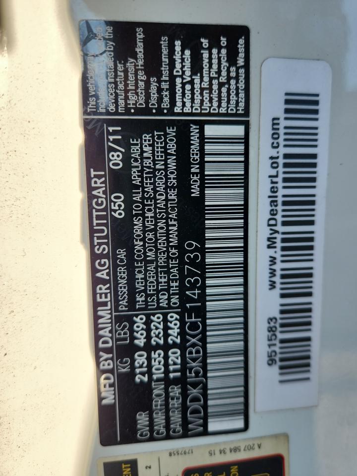 2012 Mercedes-Benz E 350 VIN: WDDKJ5KBXCF143739 Lot: 67462345