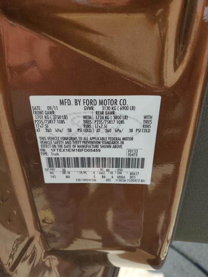 2011 Ford F150 Super Cab VIN: 1FTEX1EM1BFD05459 Lot: 68459425