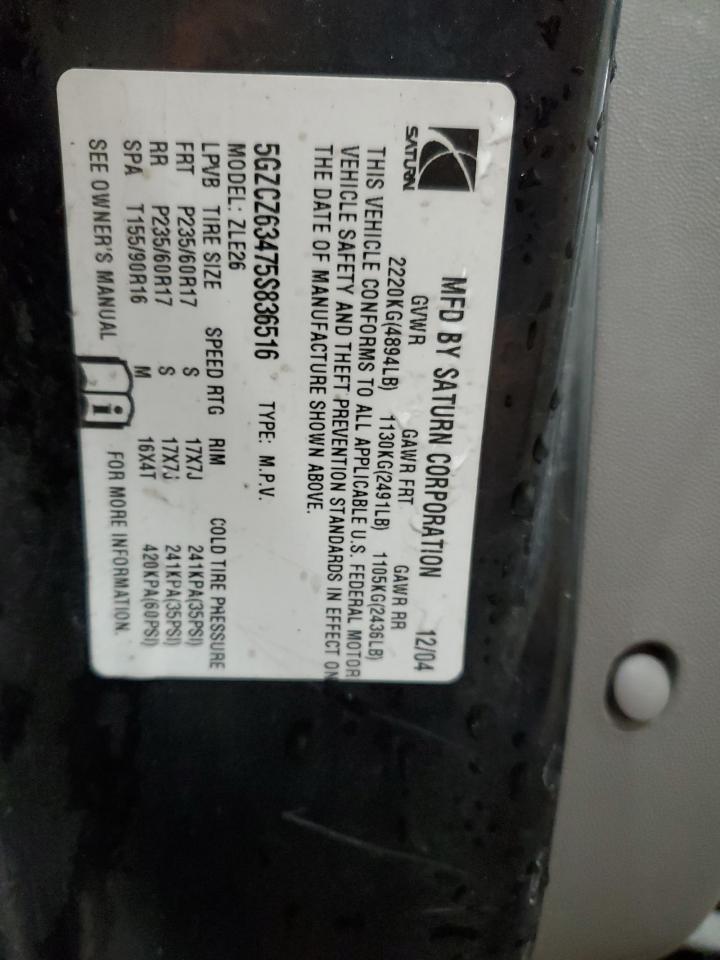 2005 Saturn Vue VIN: 5GZCZ63475S836516 Lot: 67740605