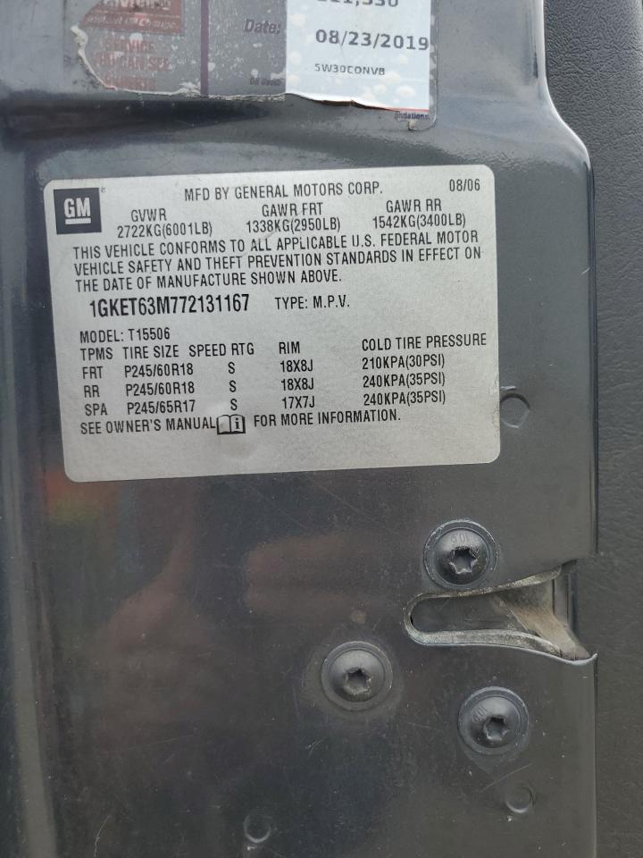 2007 GMC Envoy Denali VIN: 1GKET63M772131167 Lot: 70266125