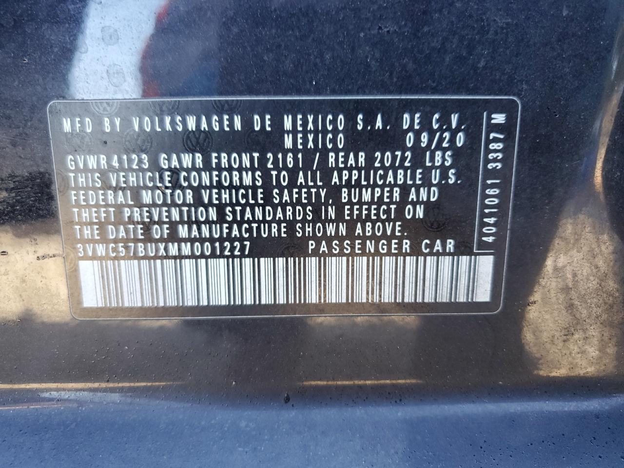 2021 Volkswagen Jetta S VIN: 3VWC57BUXMM00122 Lot: 70496515