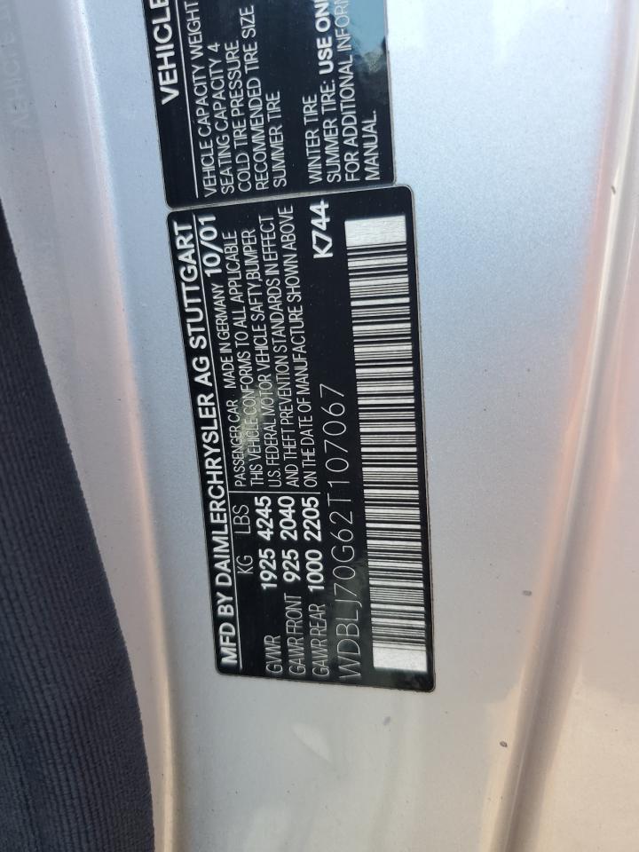 2002 Mercedes-Benz Clk 430 VIN: WDBLJ70G62T107067 Lot: 67373105