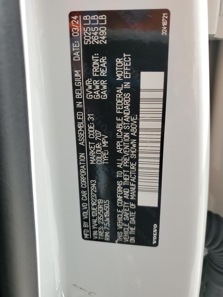 2024 Volvo Xc40 Plus VIN: YV4L12UE1R2372943 Lot: 70444985