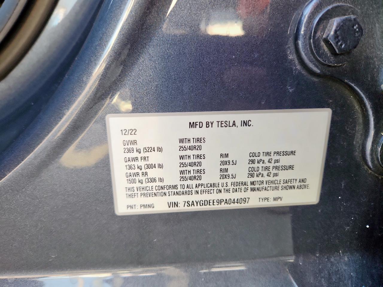 7SAYGDEE9PA044097 2023 Tesla Model Y