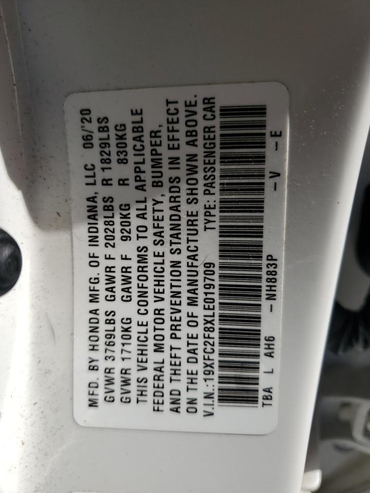 2020 Honda Civic Sport VIN: 19XFC2F8XLE019709 Lot: 68243675