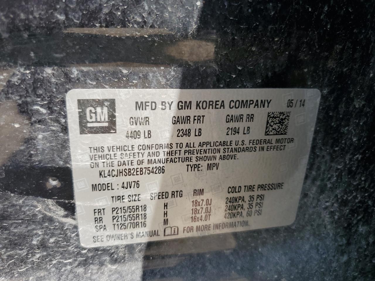 2014 Buick Encore Premium VIN: KL4CJHSB2EB754286 Lot: 68127035