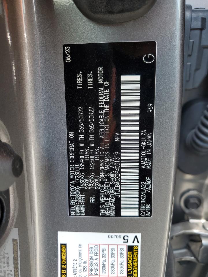 2023 Lexus Lx 600 Ultra Luxury VIN: JTJLBACX2P4031319 Lot: 69653375