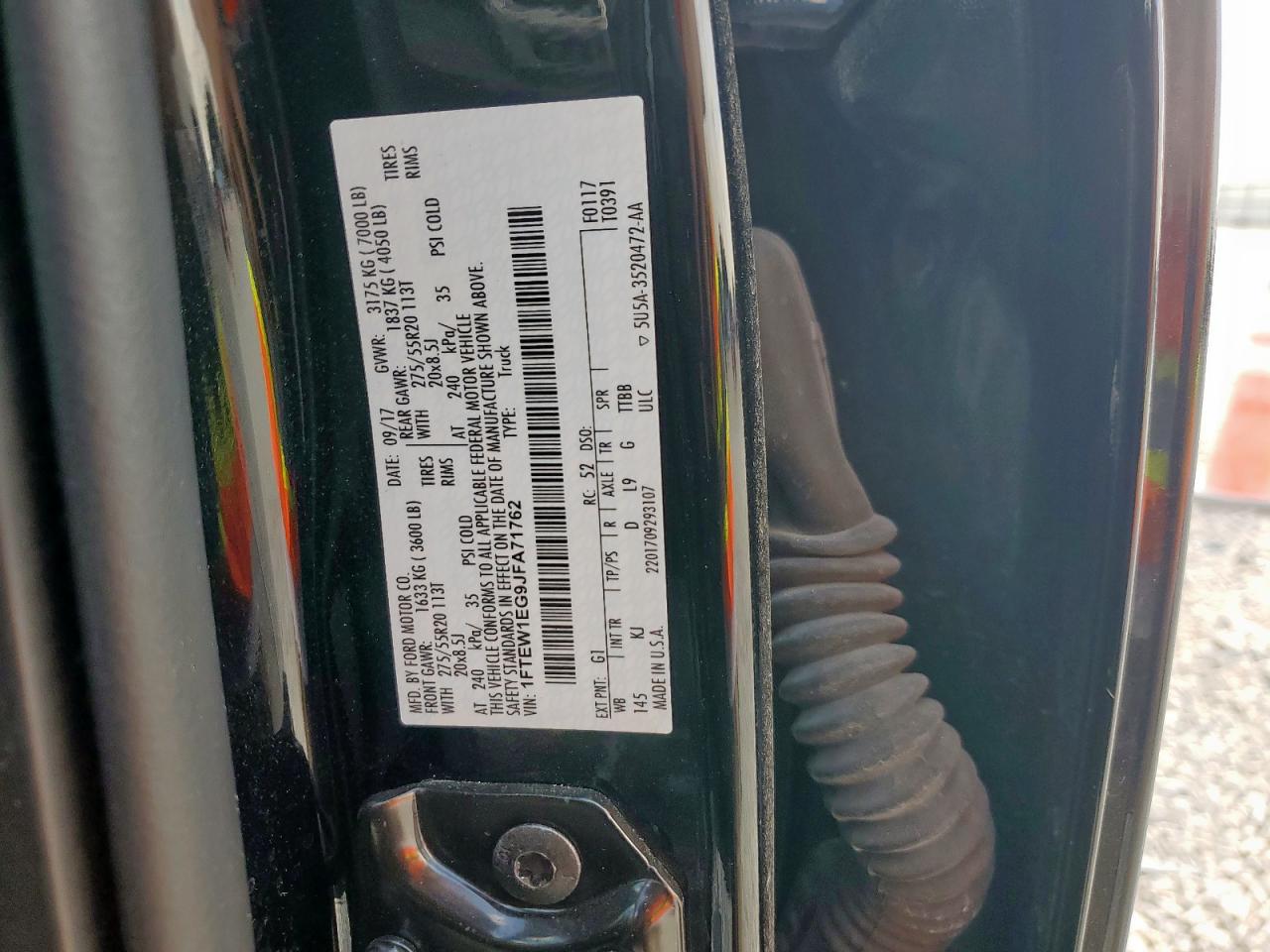 2018 Ford F150 Supercrew VIN: 1FTEW1EG9JFA71762 Lot: 70258335