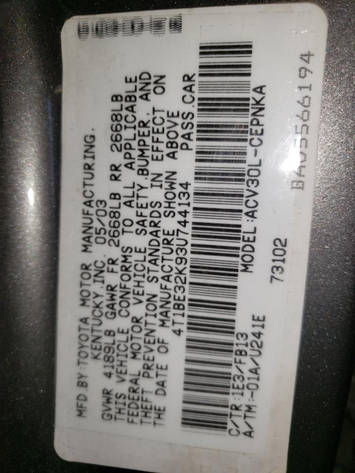 2003 Toyota Camry Le VIN: 4T1BE32K93U744134 Lot: 70332795