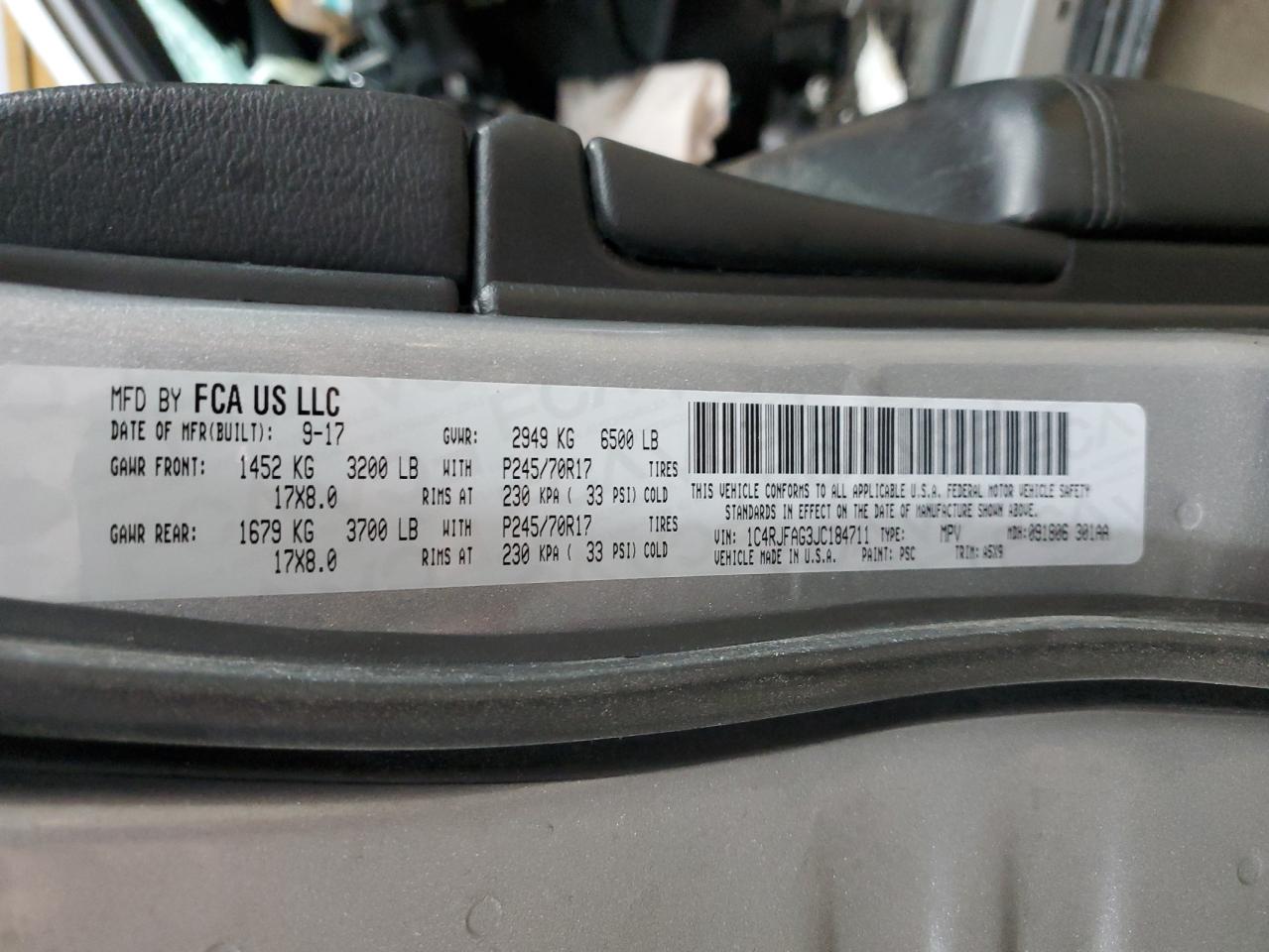 2018 Jeep Grand Cherokee Laredo VIN: 1C4RJFAG3JC184711 Lot: 69828195