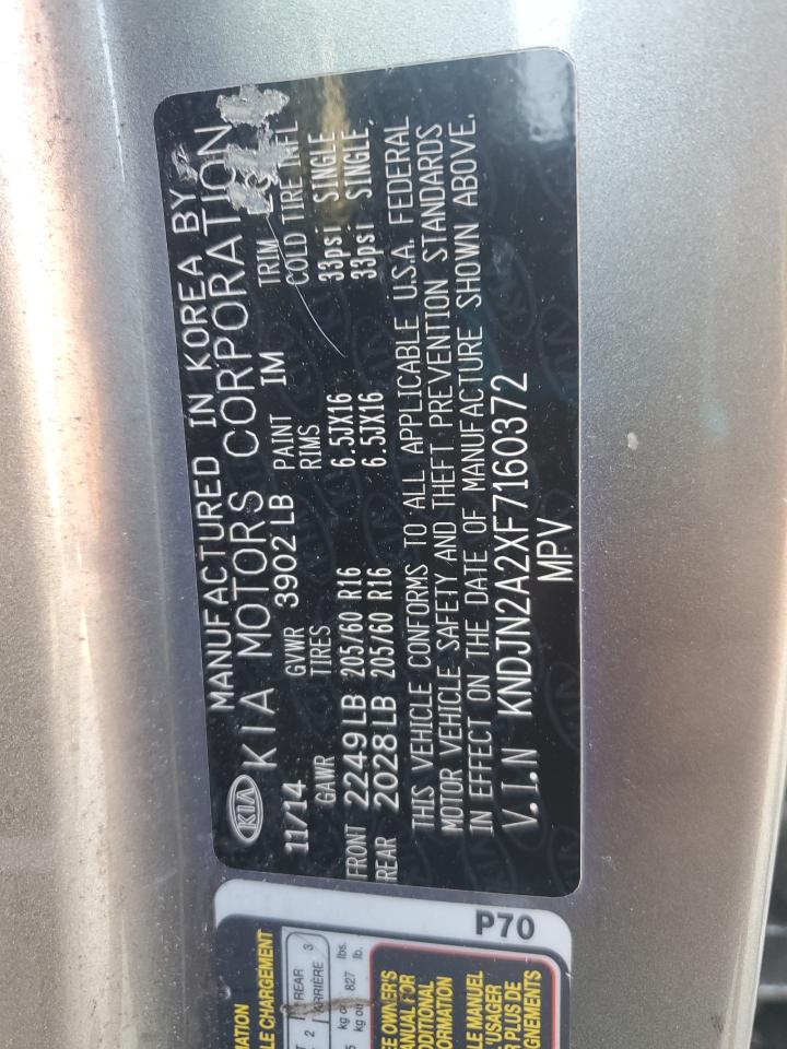 2015 Kia Soul VIN: KNDJN2A2XF7160372 Lot: 69542365