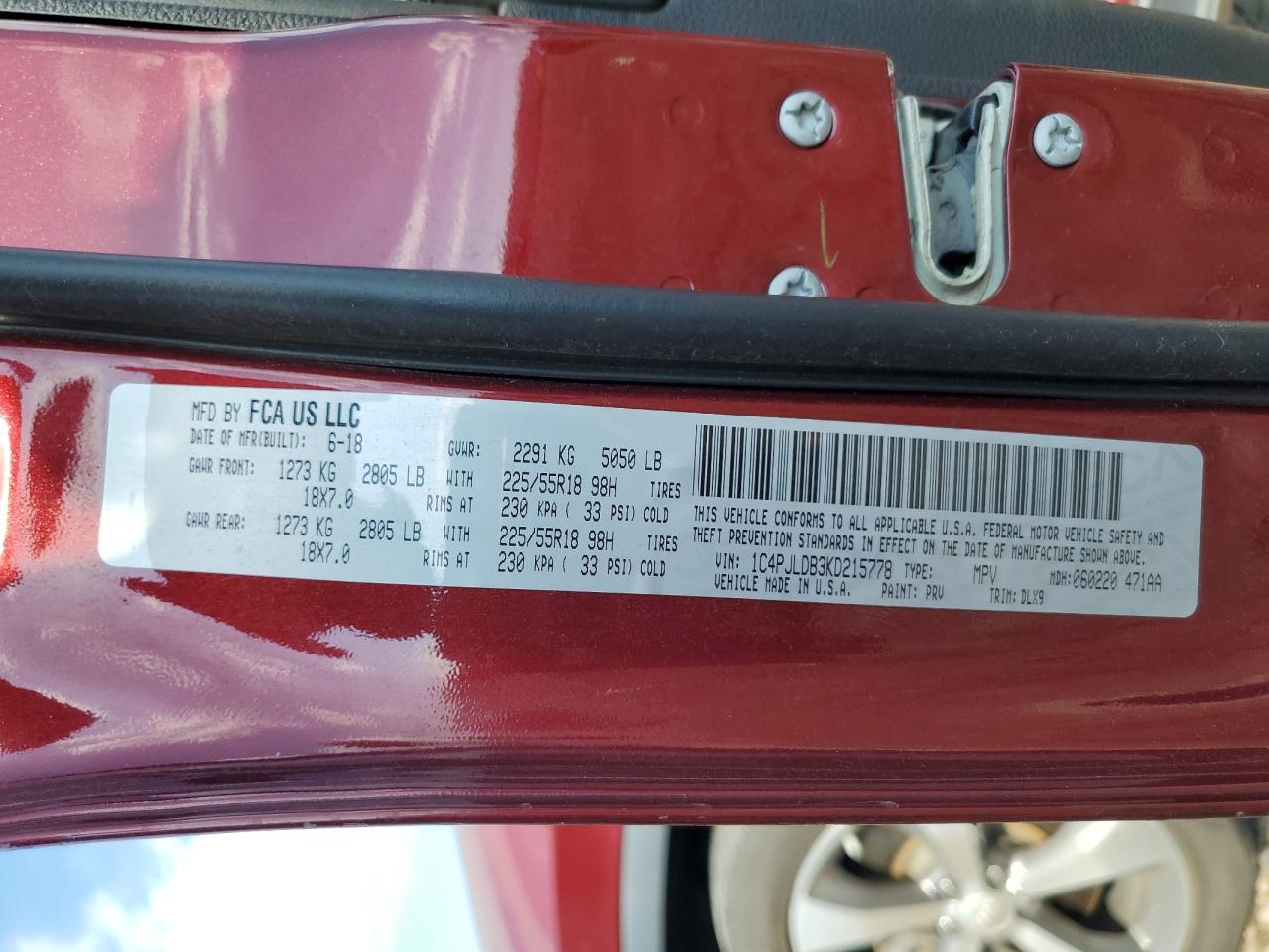 2019 Jeep Cherokee Limited VIN: 1C4PJLDB3KD215778 Lot: 69917855