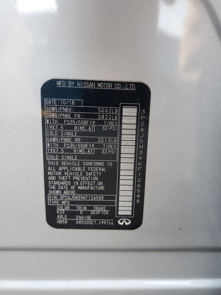 2019 Infiniti Qx50 Essential VIN: 3PCAJ5M39KF126588 Lot: 70529135