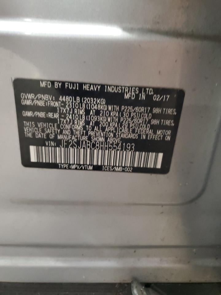 2017 Subaru Forester 2.5I VIN: JF2SJABC8HH554193 Lot: 70946295