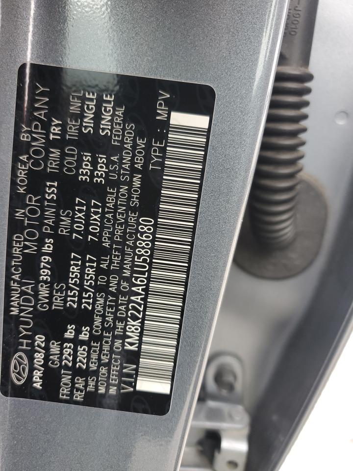 2020 Hyundai Kona Sel VIN: KM8K22AA6LU588680 Lot: 67743975
