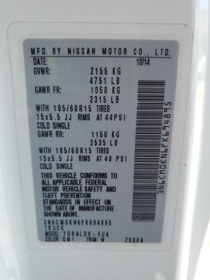 2015 Nissan Nv200 2.5S VIN: 3N6CM0KN6FK694895 Lot: 70707115