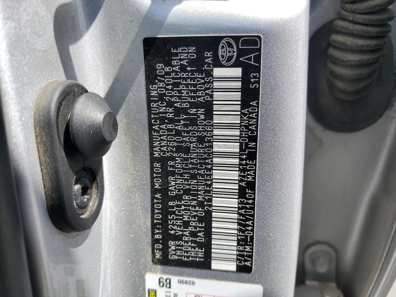 2010 Toyota Corolla Matrix S VIN: 2T1LE4EE4AC013660 Lot: 67414775