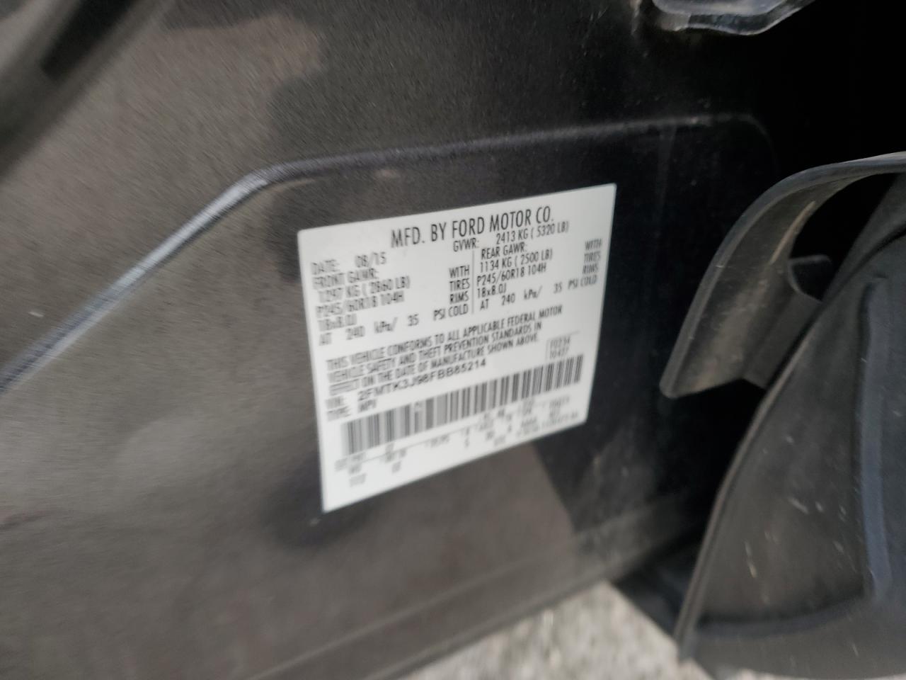 2015 Ford Edge Sel VIN: 2FMTK3J98FBB85214 Lot: 69610615