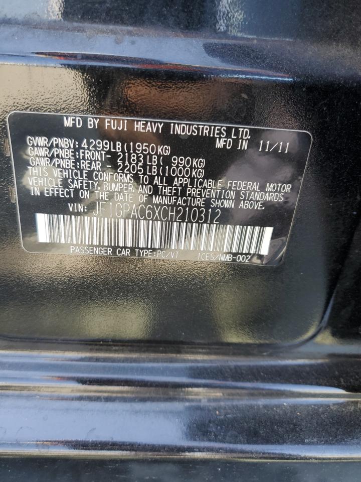 2012 Subaru Impreza Premium VIN: JF1GPAC6XCH210312 Lot: 70597815